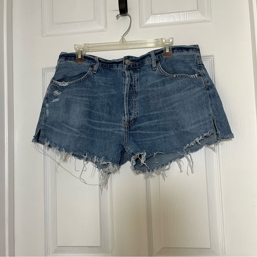 Citizens Of Humanity Blue Distressed Jean Shorts